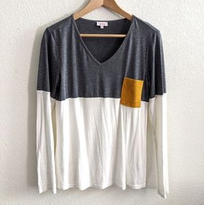 Matata Faux Suede Pocket Knit Top